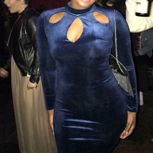 Suede ribbed cutout dress